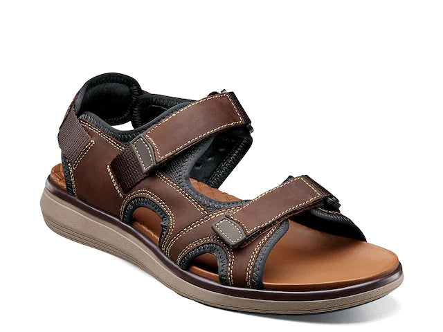 NEW FLORSHEIM men\'s venture river sandal in brown Florsheim VENTURE RIVER Mens Brown 2-Strap Leather Open Toe  main image 4