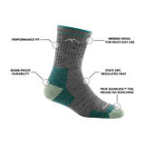 DarnTough Women's Hiker Micro Crew Midweight Hiking Socks