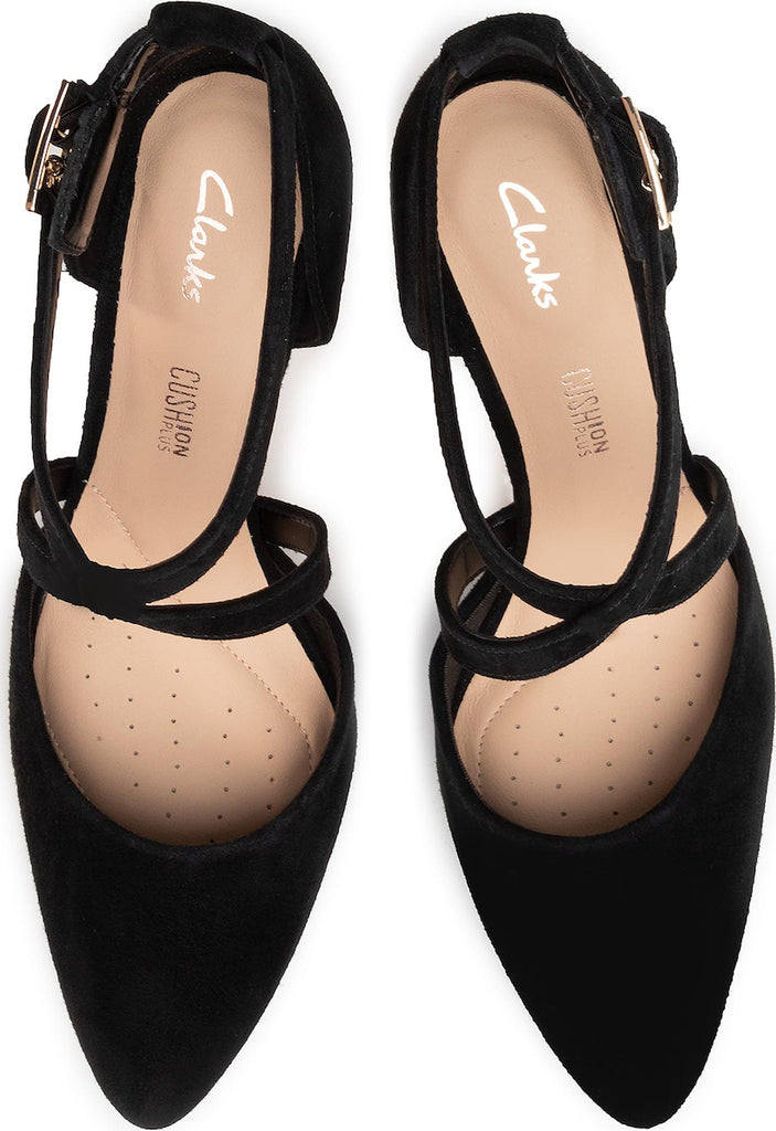 Clarks Laina 85 Cross - Black Suede â Valentino's Comfort Shoes