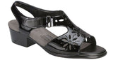 SAS  Sunburst Heel Strap Sandal- Black Patent