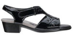 SAS  Sunburst Heel Strap Sandal- Black Patent