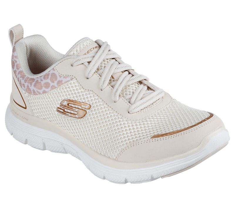 skechers white and gold flex appeal